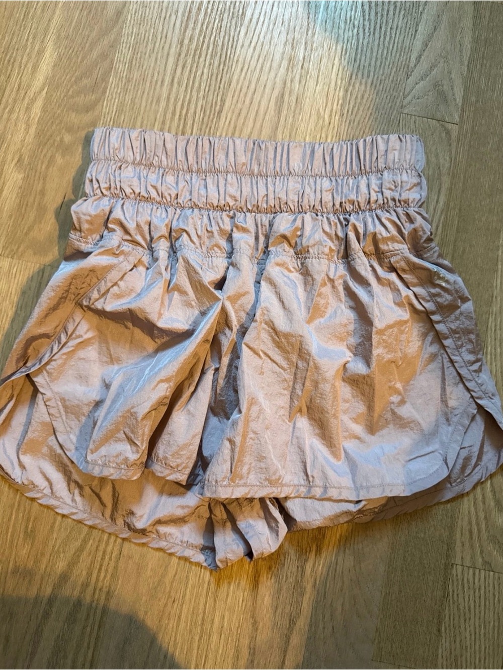 FP Movement by Free People Blush Pink Ruffle-Layer Athletic Shorts
